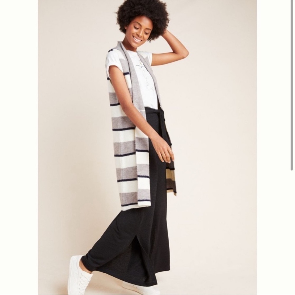 Like New - Anthropologie Pencey Longline Striped Knit Cardigan Vest - S Small